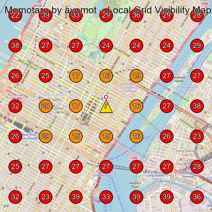 Momotaro by ayomot GeoGrid visibility map for Hair Salon in New York